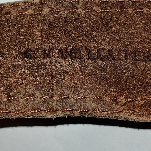 REI brown leather tan edges BELT Leather Belt REI-M7 35-39”waist 1.5”wide mens - Picture 3 of 13